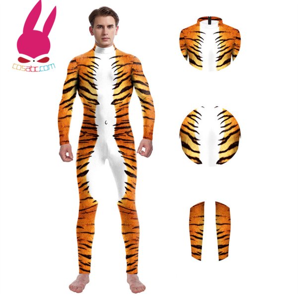 画像3: トラ 動物 全身タイツ 子供用 連体 着ぐるみ ステージ衣装 弾力と伸縮性あり コスチューム コスプレ衣装　ハロウイン仮装 ハロウインコス (3)