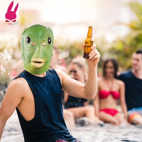 画像3: お面 小道具 魚の被り物マスク　仮面　コスプレ　マスク　イベント　ハロウィン　プレゼント　魚仮面　緑魚　道具　コスプレ小物　おもしろ (3)