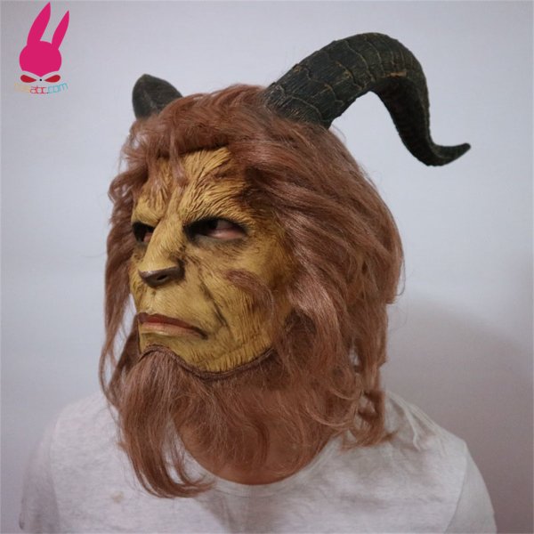 画像2: 美女と野獣のマスク 大人用 ハロウィン仮面 被り物 ビーストマスク ロビー・ベンソンの王子コスチューム コスプレ (2)