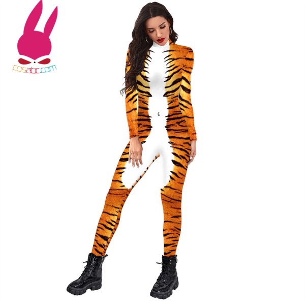 画像5: トラ 動物 全身タイツ 子供用 連体 着ぐるみ ステージ衣装 弾力と伸縮性あり コスチューム コスプレ衣装　ハロウイン仮装 ハロウインコス (5)