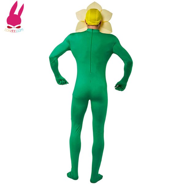 画像5: ひまわり コスプレ衣装 全身タイツ コスチューム 大人 連体服 帽子あり 被り物 ハロウィン 仮装 忘年会 新年会 文化祭 ヒマワリ　 (5)