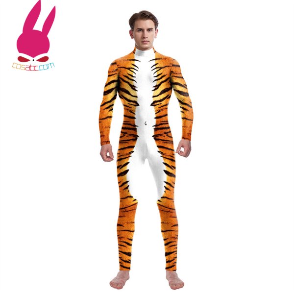 画像2: トラ 動物 全身タイツ 子供用 連体 着ぐるみ ステージ衣装 弾力と伸縮性あり コスチューム コスプレ衣装　ハロウイン仮装 ハロウインコス (2)