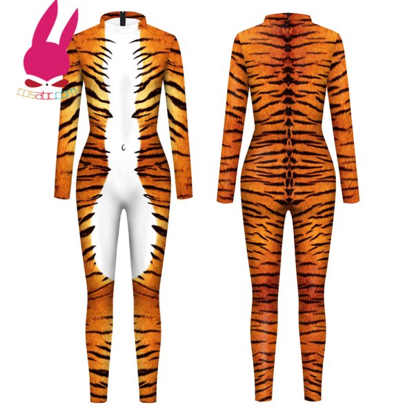 画像4: トラ 動物 全身タイツ 子供用 連体 着ぐるみ ステージ衣装 弾力と伸縮性あり コスチューム コスプレ衣装　ハロウイン仮装 ハロウインコス (4)