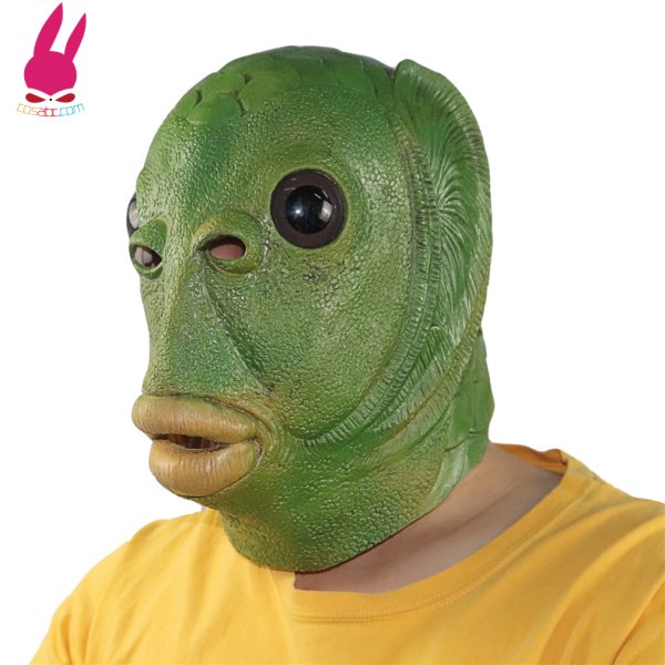 画像2: お面 小道具 魚の被り物マスク　仮面　コスプレ　マスク　イベント　ハロウィン　プレゼント　魚仮面　緑魚　道具　コスプレ小物　おもしろ (2)