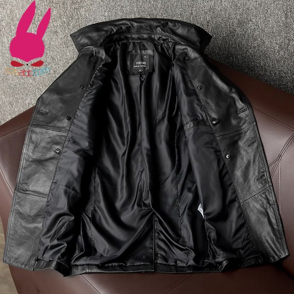 画像4: メンズ レザージャケット　ライダースジャケット　コート　男性　本革　大きいサイズ　防寒 (4)