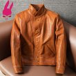 画像4: メンズ レザージャケット ブラウン ライダースジャケット 本革 コート 大きいサイズ S M L LL 3L 4L 5L 防寒 丈夫長持ち (4)