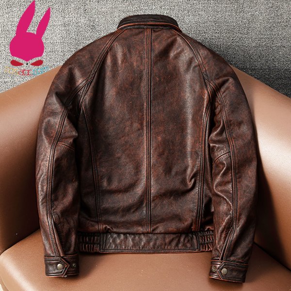 画像3: メンズ レザージャケット ブラウン ライダースジャケット 本革 コート 大きいサイズ  S M L LL 3L 4L 5L 防寒 丈夫長持ち (3)