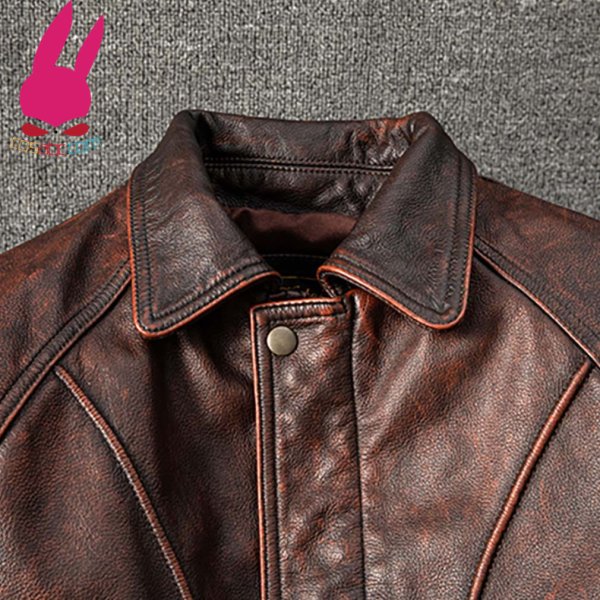 画像5: メンズ レザージャケット ブラウン ライダースジャケット 本革 コート 大きいサイズ  S M L LL 3L 4L 5L 防寒 丈夫長持ち (5)