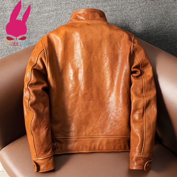 画像5: メンズ レザージャケット ブラウン ライダースジャケット 本革 コート 大きいサイズ S M L LL 3L 4L 5L 防寒 丈夫長持ち (5)