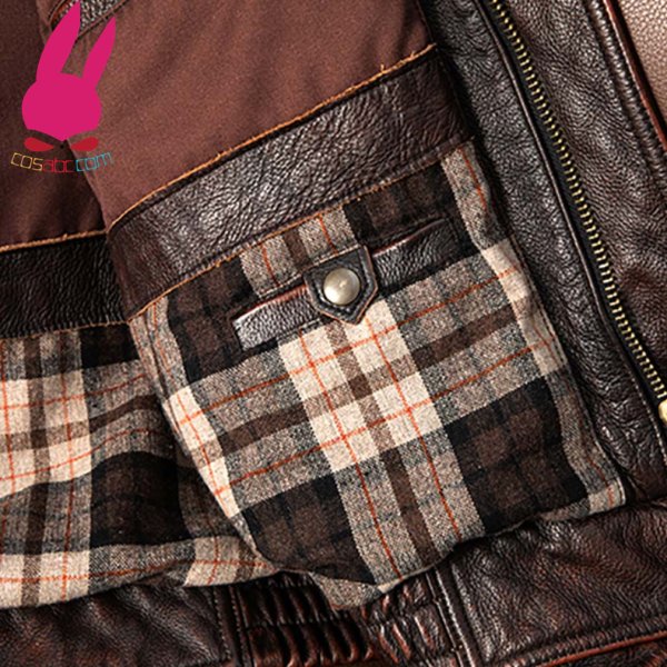 画像9: メンズ レザージャケット ブラウン ライダースジャケット 本革 コート 大きいサイズ  S M L LL 3L 4L 5L 防寒 丈夫長持ち (9)