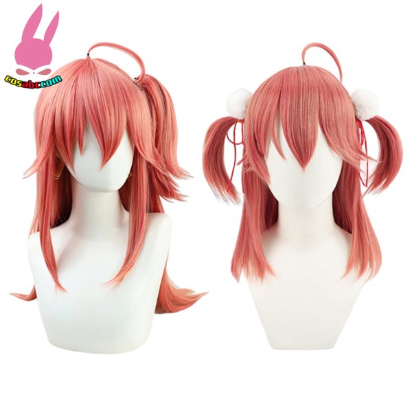 画像4: cosabc YouTube ホロライブ バーチャル さくらみこ 風 コスプレウィッグ かつら コスチューム イベント 変装 仮装 パーティー ハロウィン (4)