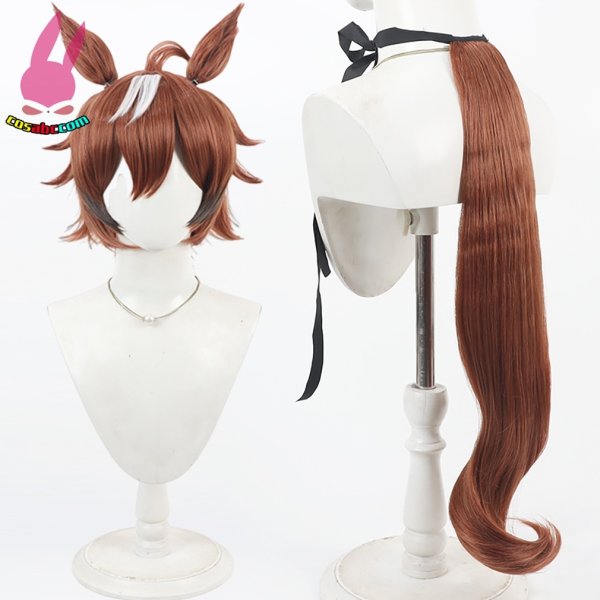 画像1: cosabc ウマ娘 プリティーダービー シンコウウインディ Shinko Windy  風 コスプレウィッグ かつら 尻尾 コスチューム イベント 変装 仮装 パーティー ハロウィン (1)