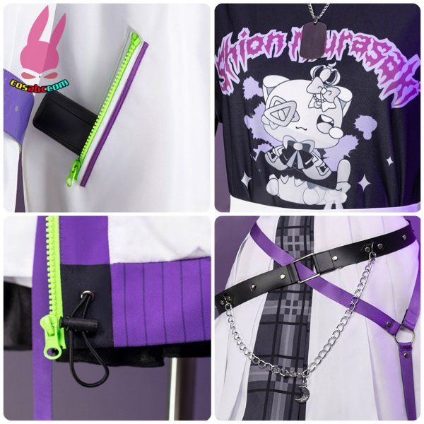 画像8: cosabc hololive vtuber 紫咲シオン 風 コスプレ衣装 イベント 演出服 二次会 コスチューム パーティー ハロウィン (8)