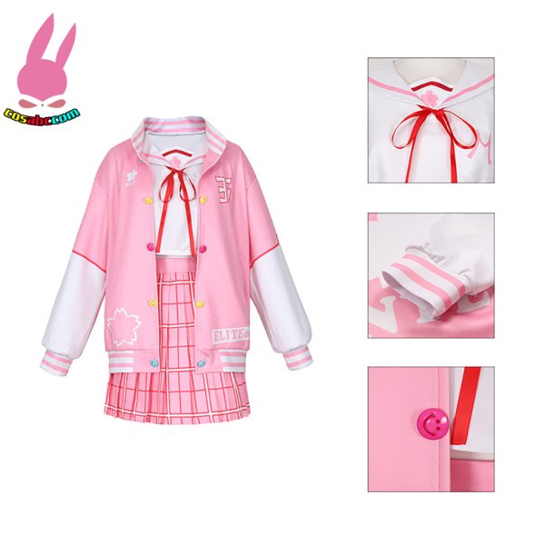 画像6: cosabc YouTube ホロライブ バーチャル さくらみこ 風 コスプレ衣装 イベント 演出服 二次会 コスチューム パーティー ハロウィン (6)