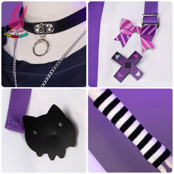 画像7: cosabc hololive vtuber 紫咲シオン 風 コスプレ衣装 イベント 演出服 二次会 コスチューム パーティー ハロウィン (7)