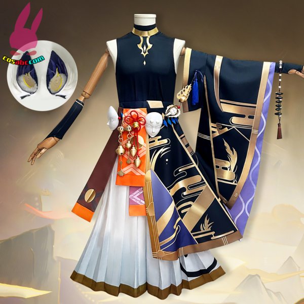 画像4: cosabc 陰陽師 白蔵主 風 コスプレ衣装 イベント 演出服 二次会 コスチューム パーティー ハロウィン (4)