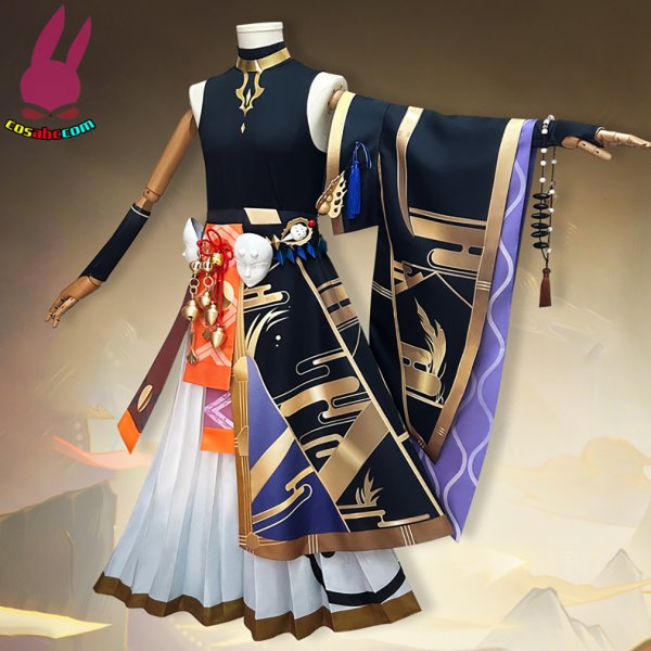 画像2: cosabc 陰陽師 白蔵主 風 コスプレ衣装 イベント 演出服 二次会 コスチューム パーティー ハロウィン (2)