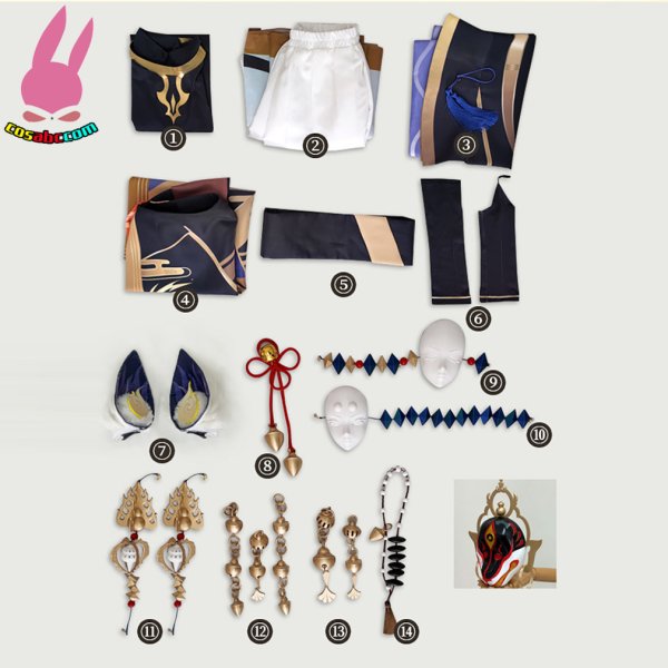 画像16: cosabc 陰陽師 白蔵主 風 コスプレ衣装 イベント 演出服 二次会 コスチューム パーティー ハロウィン (16)