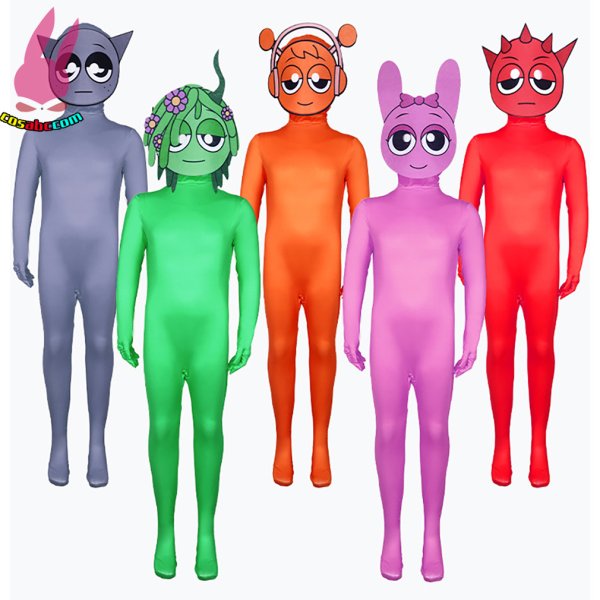 画像25: cosabc Sprunki スプランキー 全身タイツ コスプレ衣装連体 着ぐるみ ステージ衣装 弾力と伸縮性あり コスチューム コスプレ衣装 ハロウイン仮装 ハロウインコス (25)