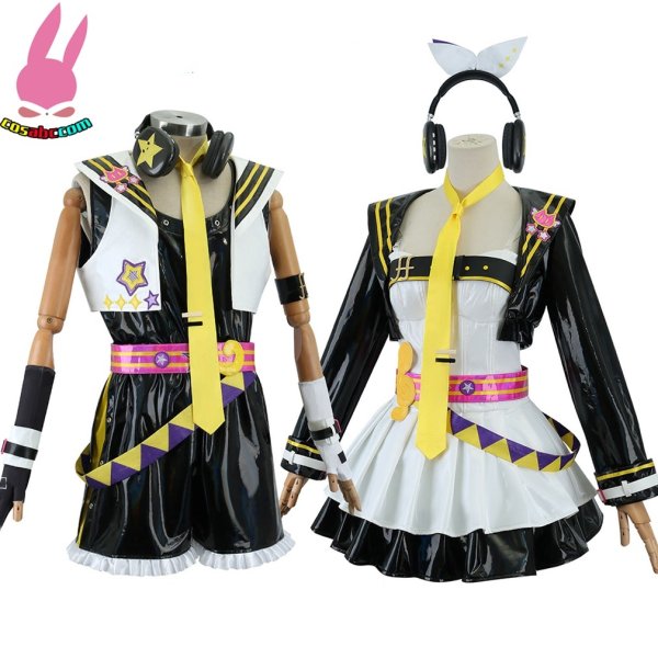 画像1: cosabc 初音ミク 鏡音リン 鏡音レン 風 コスプレ衣装 イベント 演出服 二次会 コスチューム パーティー ハロウィン (1)
