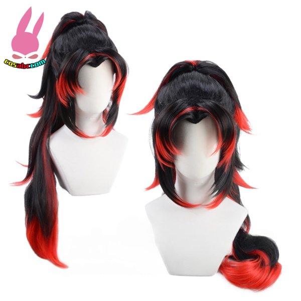 画像2: cosabc 鬼滅の刃　黒死牟　こくしぼう　継国 巌勝　つぎくに　みちかつ  風 コスプレウィッグ かつら コスチューム イベント 変装 仮装 パーティー ハロウィン (2)