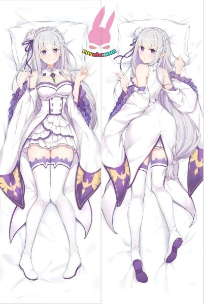 画像1: cosabc  等身抱き枕カバー  Re:ゼロ エミリア 【同人】等身大 抱き枕カバー 2wayトリコット 160×50cm 高品質 セクシー美女 (1)