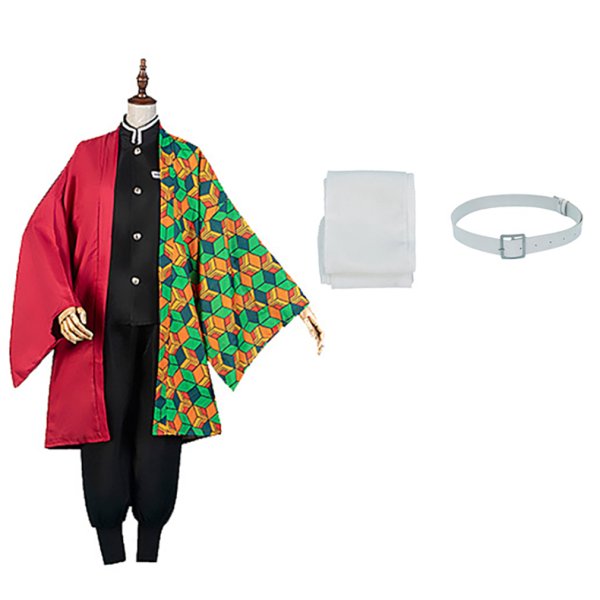 画像2: cosabc 鬼滅の刃 冨岡 義勇コスプレ衣装  子供用 大人用 日輪刀道具 ウィッグ  イベント 演出服 二次会 コスチューム パーティー ハロウィン (2)