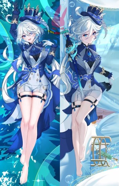 画像1: cosabc  等身抱き枕カバー 原神 げんしん　フリーナ・ドゥ・フォンテーヌ 【同人】等身大 抱き枕カバー 2wayトリコット 160×50cm 高品質 セクシー美女 (1)