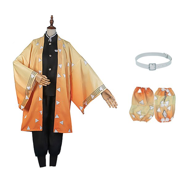 画像4: cosabc 鬼滅の刃 我妻善逸 コスプレ衣装  子供用 大人用 日輪刀道具 ウィッグ  イベント 演出服 二次会 コスチューム パーティー ハロウィン (4)