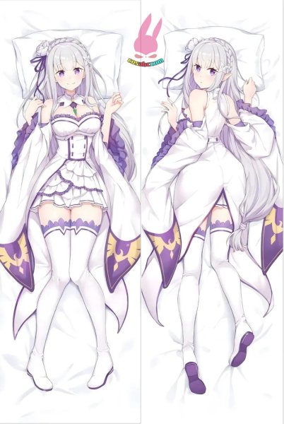 画像1: cosabc  等身抱き枕カバー Re:ゼロ エミリア【同人】等身大 抱き枕カバー 2wayトリコット 160×50cm 高品質 セクシー美女 (1)