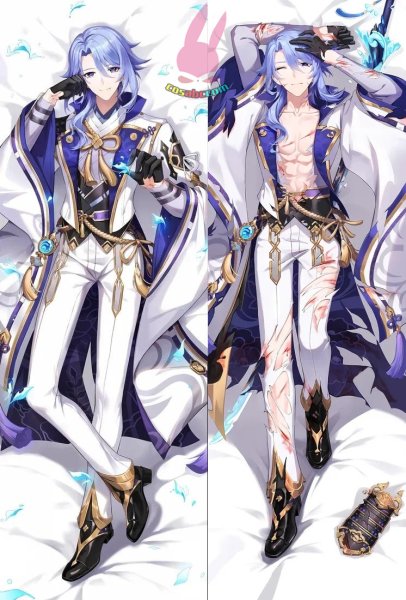 画像1: cosabc  等身抱き枕カバー 原神 げんしん 神里 綾人 かみさと あやと【同人】等身大 抱き枕カバー 2wayトリコット 160×50cm 高品質 セクシー美女 (1)