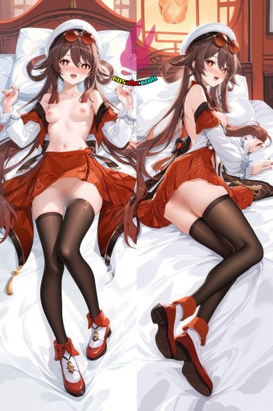画像1: cosabc  等身抱き枕カバー　原神 げんしん  胡桃   ふーたお【同人】等身大 抱き枕カバー 2wayトリコット 160×50cm 高品質 セクシー美女 (1)