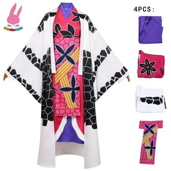 画像1: cosab鬼滅の刃 上弦の陸 堕姫 蕨姫花魁 風 コスプレ衣装 イベント 演出服 二次会 コスチューム パーティー ハロウィン (1)