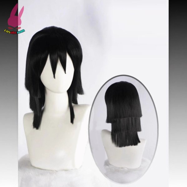 画像1: cosabc鬼滅の刃　伊黒小芭内風 コスプレウィッグ かつら コスチューム イベント 変装 仮装 パーティー ハロウィン (1)