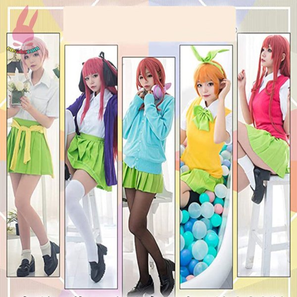 画像1: cosabc五等分の花嫁 中野 一花  二乃 三玖 四葉 五月風 コスプレ衣装 イベント 演出服 二次会 コスチューム パーティー ハロウィン (1)