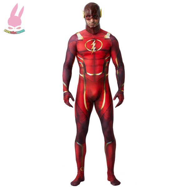 画像1: cosabcThe Flash フラッシュテージ衣装 弾力と伸縮性あり コスチューム コスプレ衣装　ハロウイン仮装 ハロウインコス (1)