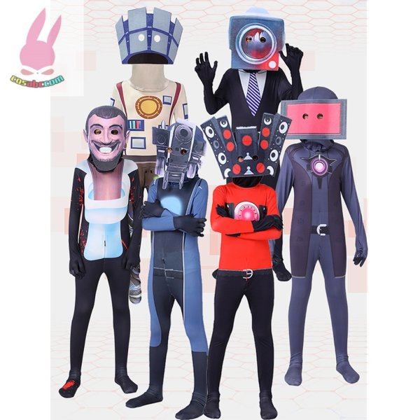 画像1: cosabcスキビディトイレ トイレマン カメラマンテージ衣装 弾力と伸縮性あり コスチューム コスプレ衣装　ハロウイン仮装 ハロウインコス (1)