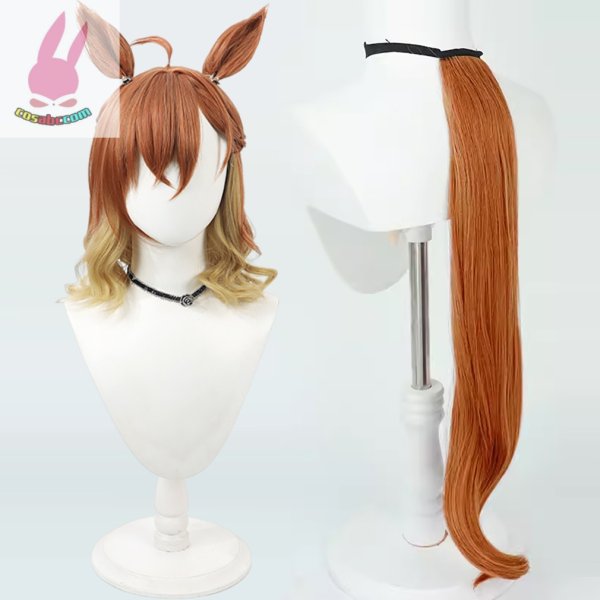 画像1: cosabc ウマ娘 プリティーダービー ジャングルポケット 風 コスプレウィッグ かつら コスチューム イベント 変装 仮装 パーティー ハロウィン (1)