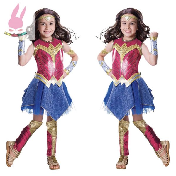 画像1: cosabcハロウィンコスプレ 仮装 ハロウィン ワンダーウーマン コスプレ仮装 子供服　キッズ風 コスプレ衣装 イベント 演出服 二次会 コスチューム パーティー ハロウィン (1)