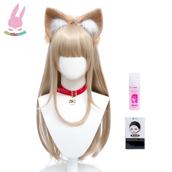 画像1: cosabcうちのねこが女の子でかわいい きなこ コスプレ風 コスプレウィッグ かつら コスチューム イベント 変装 仮装 パーティー ハロウィン (1)