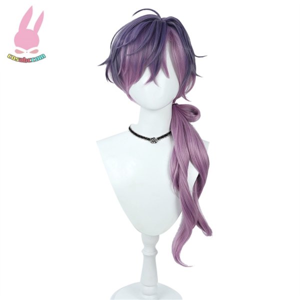画像2: cosabcバーチャルYouTuber VTuber Uki Violeta 浮奇・ヴィオレタ風 コスプレウィッグ かつら コスチューム イベント 変装 仮装 パーティー ハロウィン (2)