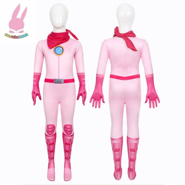 画像6: cosabcピーチ姫　全身タイツマント付きテージ衣装 弾力と伸縮性あり コスチューム コスプレ衣装　ハロウイン仮装 ハロウインコス (6)